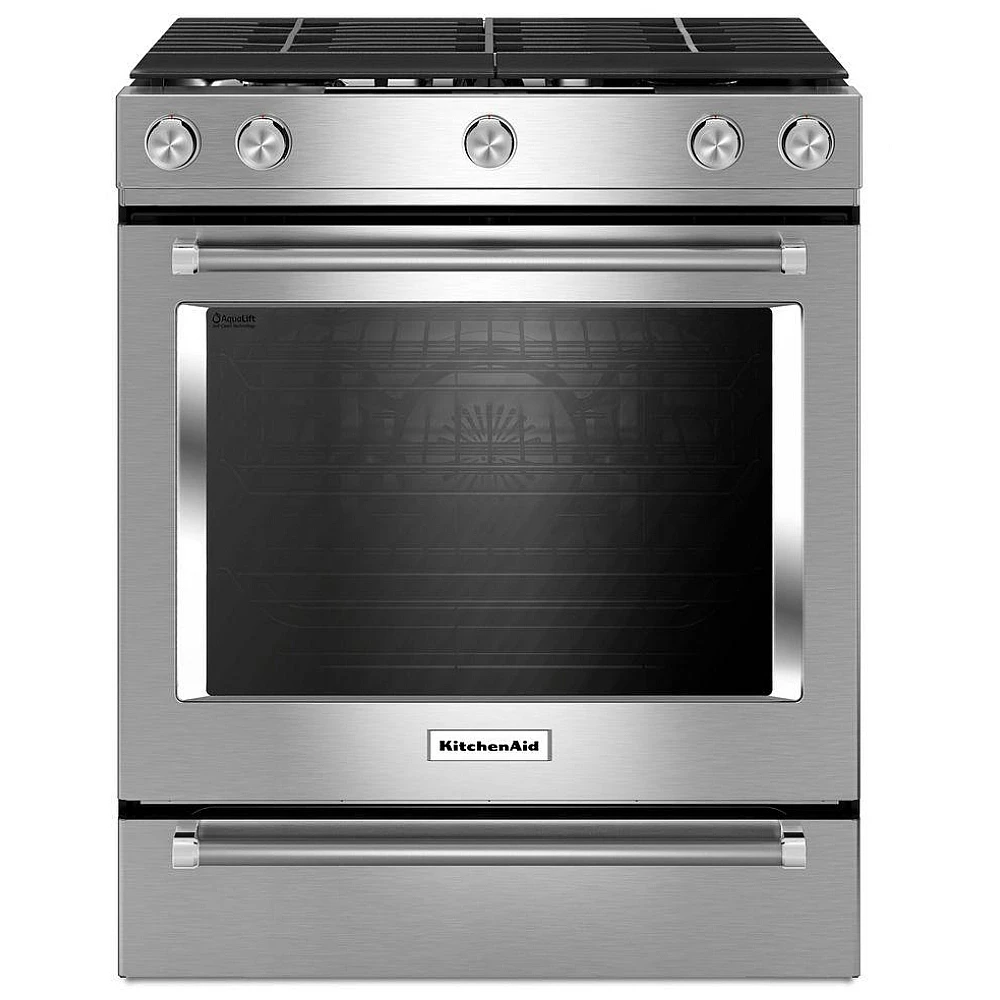 Cuisinière KitchenAid – 30 pouces, 5,8 pi³, gaz, acier inoxydable – KSGG700ESS