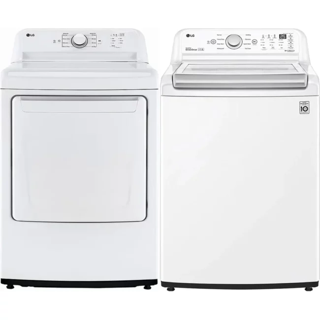 LG washer-dryer set - 5.8 cu. ft. washer & 7.3 cu. ft. dryer, white - WT7150CW & DLE6100W