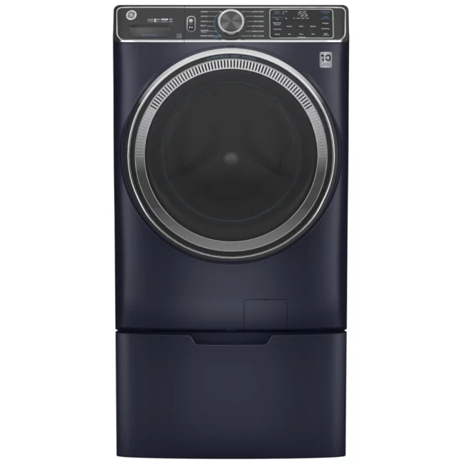 GE washer - 5.0 cu. ft. front with pedestal, sapphire blue - GFW850SPNRS