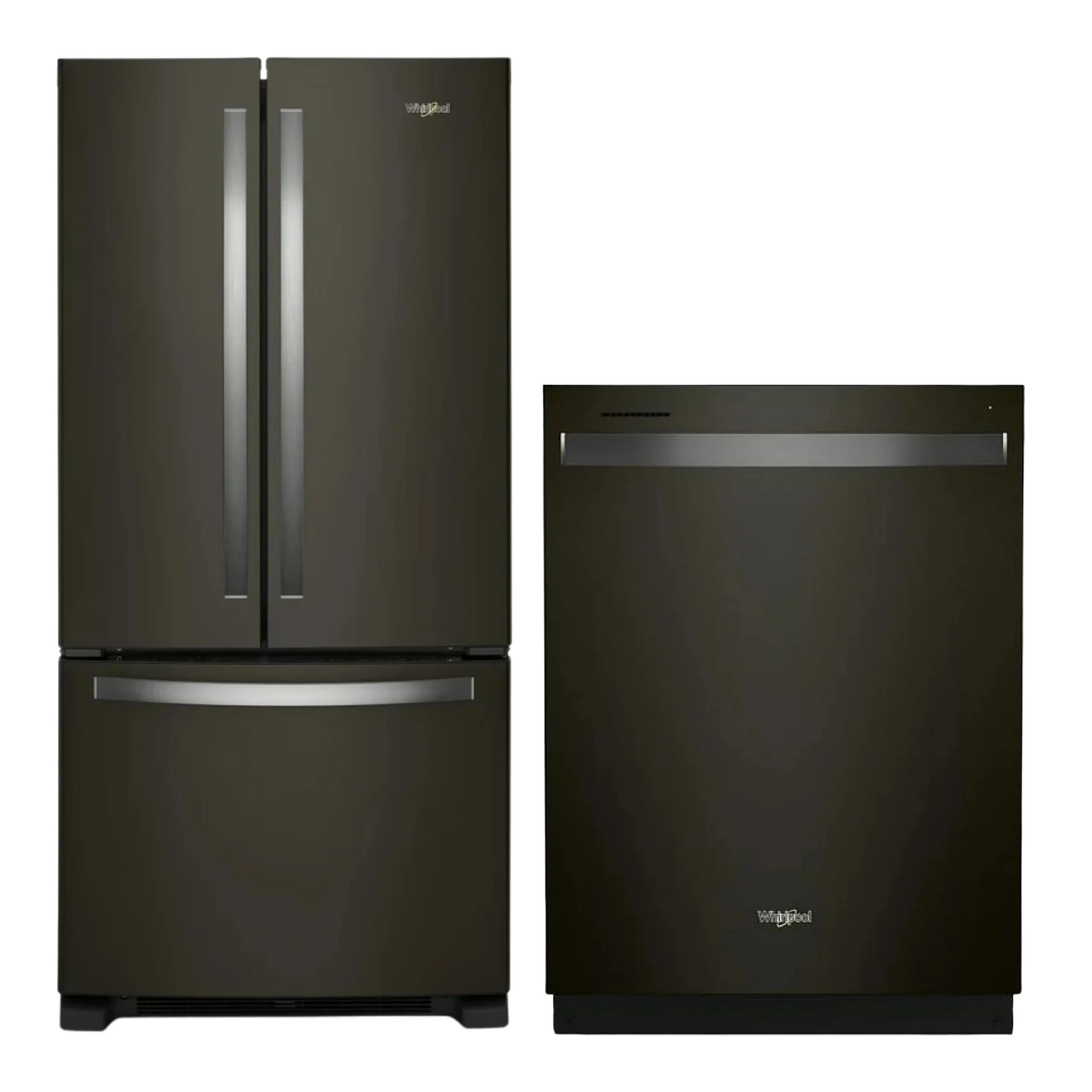 Whirlpool stainless steel black refrigerator and dishwasher combos - WRFF5333PV & WDT750SAKV