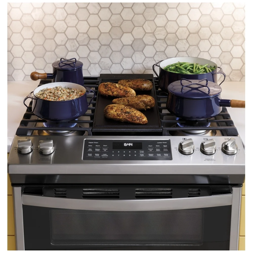 Cuisinière à gaz, double four GE – 30 pouces, 6,7 pi³, inox – JCGSS86SPSS – Image 5