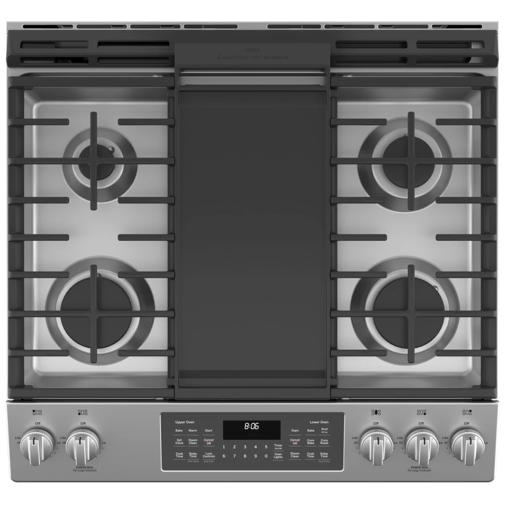 Cuisinière à gaz, double four GE – 30 pouces, 6,7 pi³, inox – JCGSS86SPSS – Image 4