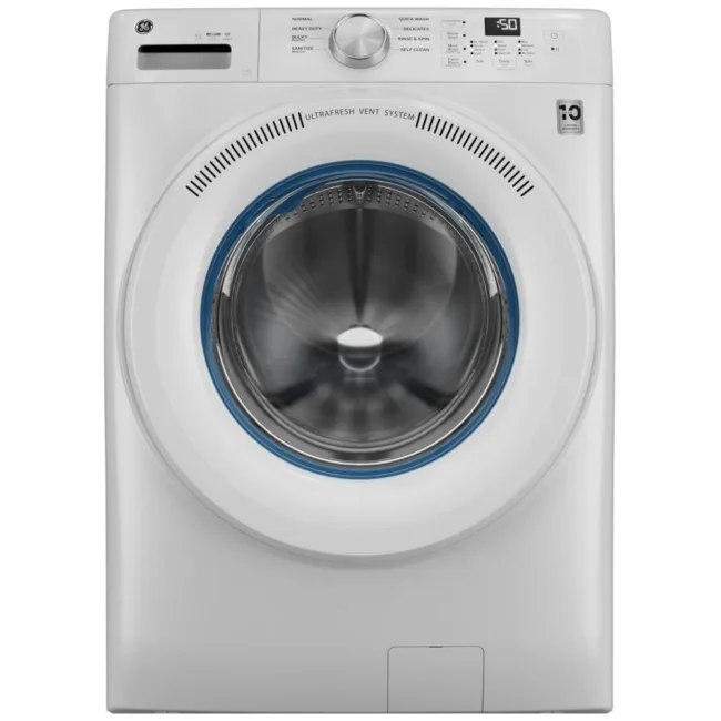 GE 28-inch white front washer, 5.3 cu. ft., 1300 RPM - GFW350SSYWW