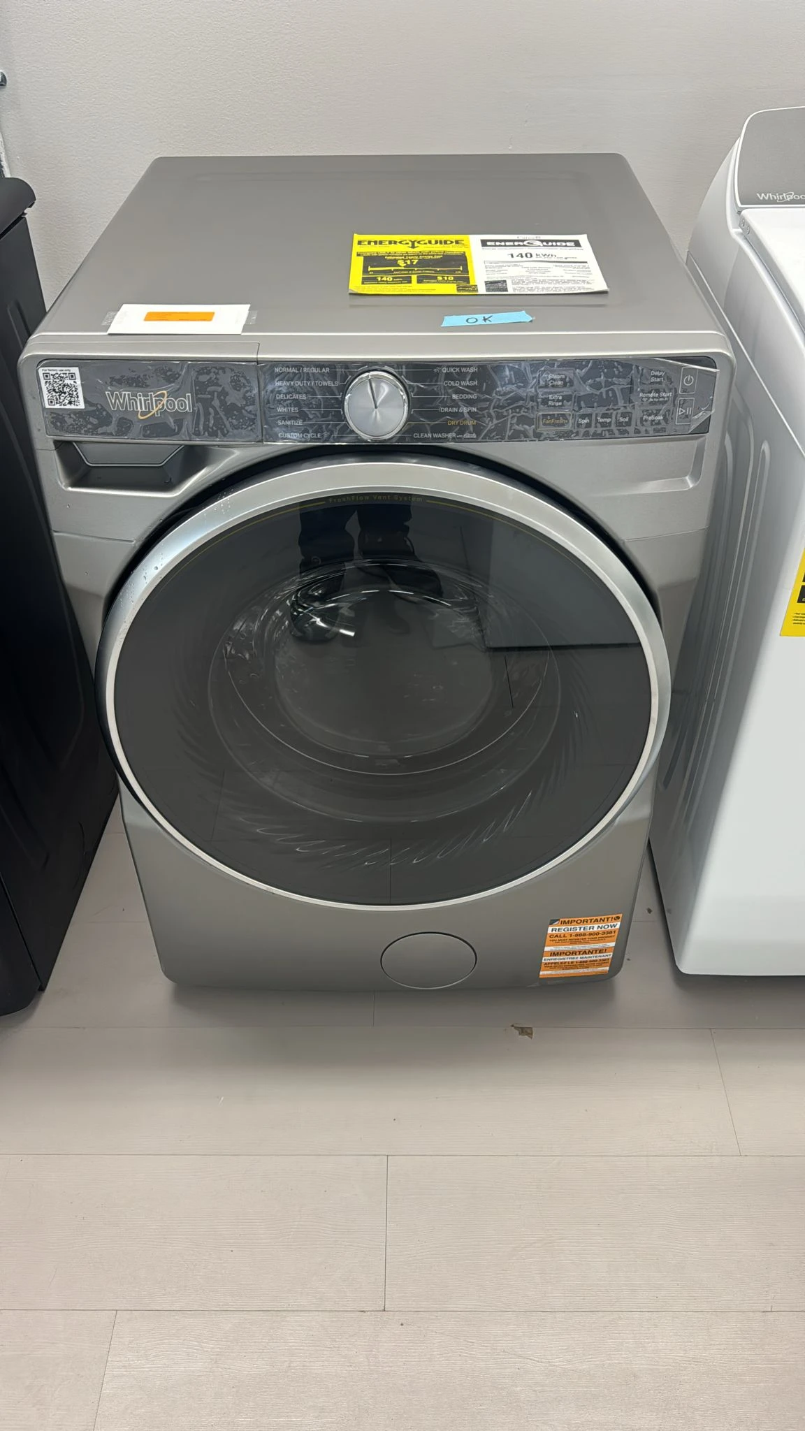 Laveuse Whirlpool 27 pouces, 5,8 pi³, chargement frontal, vapeur, Wi-Fi – WFW6720RR - Image 6