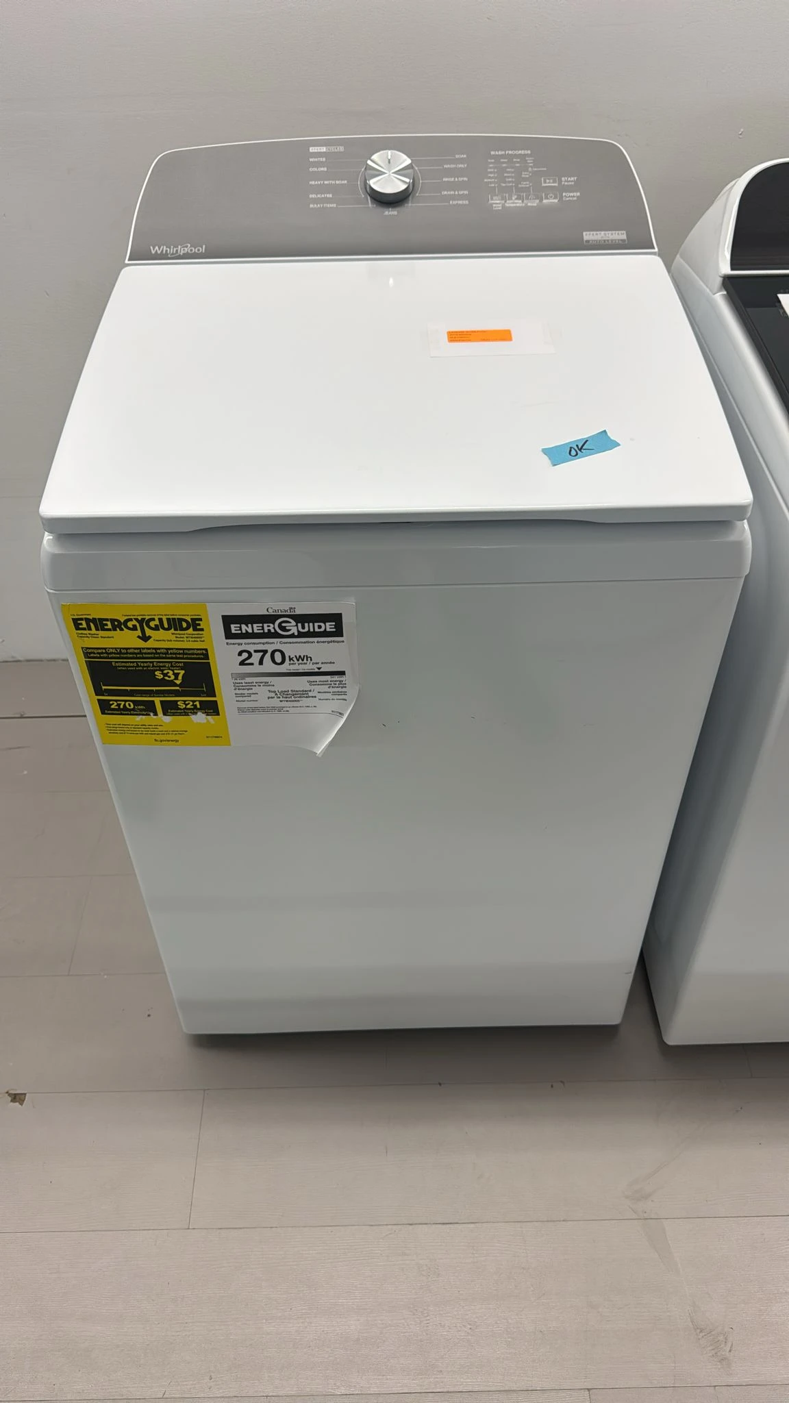 Laveuse Whirlpool blanche 27 pouces, 4,5 pi³, chargement vertical – WTW4000SW - Image 3